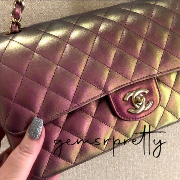 SOLD Chanel Iridescent purple Flap Bag - Picture 3 of 7